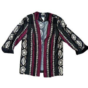 2/$18 SALE! Breli‎ Originals Womens Open Jacket Artsy Tribal Gypsy Rayon USA 10